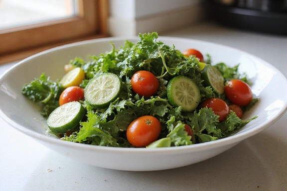 Un'insalata fresca e croccante con verdure di stagione