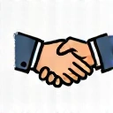 Icona stilizzata di mani che si stringono, simbolo di fiducia e ascolto.