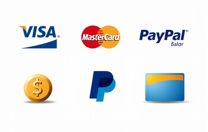 Icone di vari metodi di pagamento e sicurezza transazione