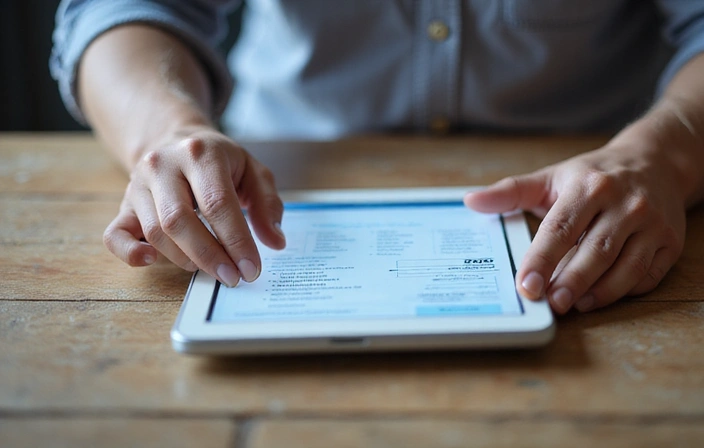 Persona che compila un modulo su un tablet